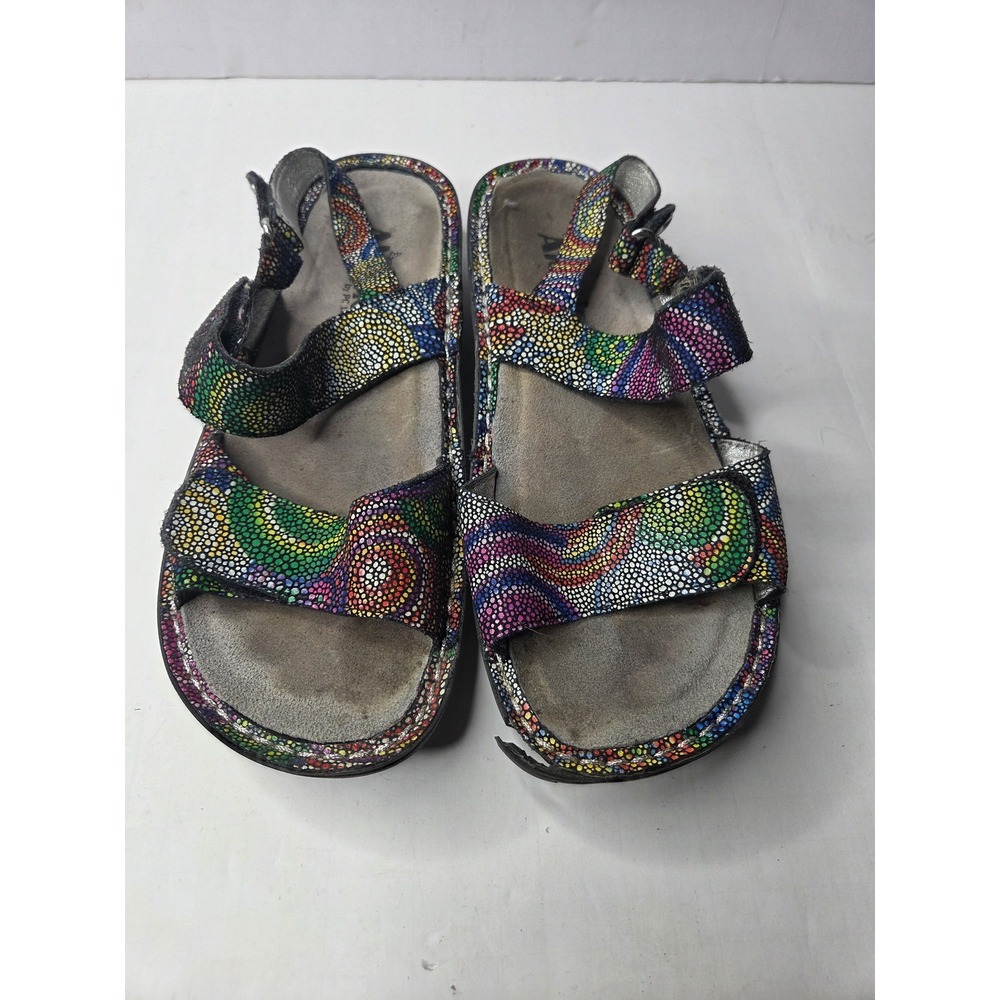 Alegria Verona Multi Color Mosaic Leather Slingback Sandals Women 38 VER-387